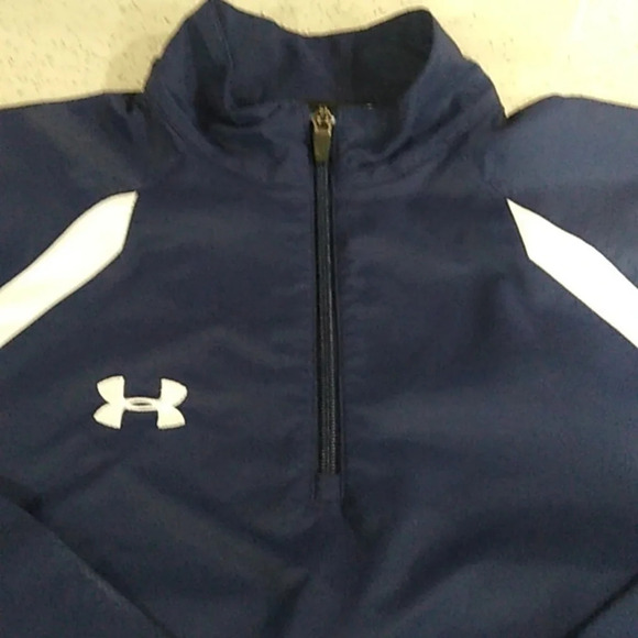 UNDER ARMOUR 1/4 ZIP, NAVY & WHITE, WIND, ATHLETIC JACKET - Picture 9 of 9